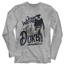 John Wayne-John Wayne The Duke-Gray Heather Adult L/S T-Shirt - Gray Heather