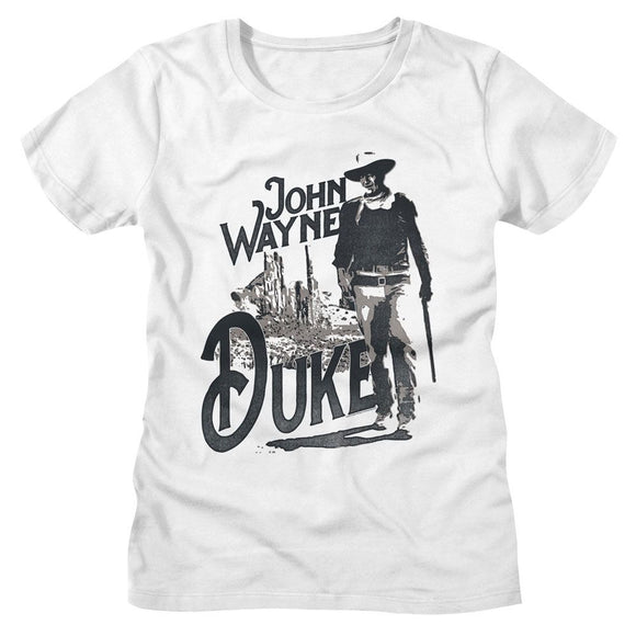 John Wayne-John Wayne The Duke-White Ladies S/S T-Shirt - White