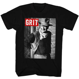 John Wayne-Grit-Black Adult S/S T-Shirt - Black