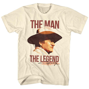 John Wayne-Man/Legend-Natural Adult S/S T-Shirt - Natural