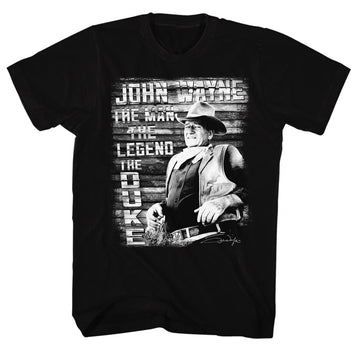 John Wayne-The Man Legend Duke-Black Adult S/S T-Shirt - Black
