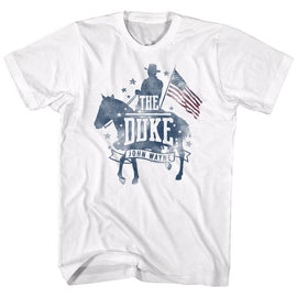 John Wayne-Patriotic Silhouette-White Adult S/S T-Shirt - White