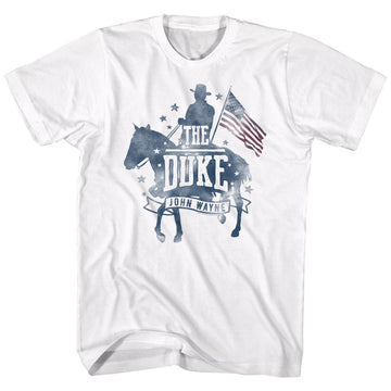 John Wayne-Patriotic Silhouette-White Adult S/S T-Shirt - White