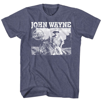 John Wayne-Made In America-Indigo Heather Adult S/S T-Shirt - Indigo Heather