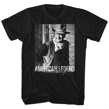 John Wayne-A Legend-Black Adult S/S T-Shirt - Black