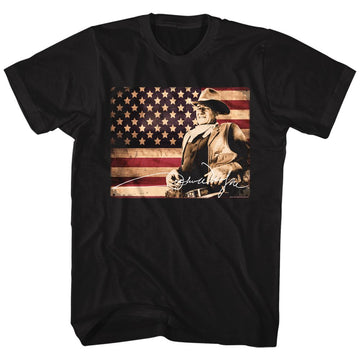John Wayne-Tin Sign-Black Adult S/S T-Shirt - Black