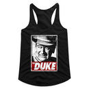 John Wayne-Tha Duke-Black Ladies Slimfit Racerback-S - Black