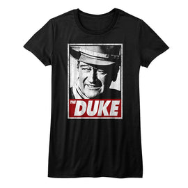 John Wayne-Tha Duke-Black Ladies S/S T-Shirt - Black
