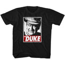 John Wayne-Tha Duke-Black Youth S/S T-Shirt-Xs (5-6) - Black