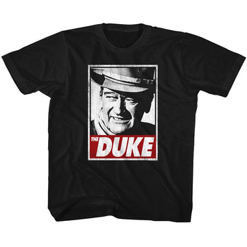 John Wayne-Tha Duke-Black Youth S/S T-Shirt-Xs (5-6) - Black