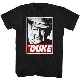 John Wayne-Tha Duke-Black Adult S/S T-Shirt - Black