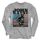 John Wayne-John Wayne American Legend-Gray Heather Adult L/S T-Shirt - Gray Heather
