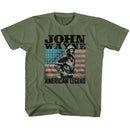John Wayne-American Legend-Military Green Youth S/S T-Shirt-Xs (5-6) - Military Green
