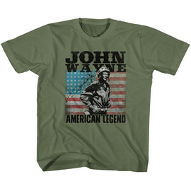 John Wayne-American Legend-Military Green Youth S/S T-Shirt (7-8) - Military Green