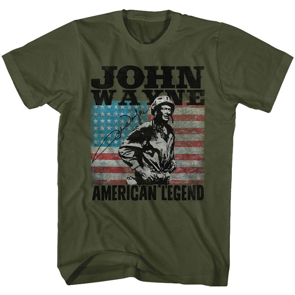John Wayne-American Legend-Military Green Adult S/S T-Shirt - Military Green
