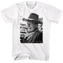 John Wayne-John Wayne Bw Photo-White Adult S/S T-Shirt - White