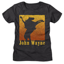 John Wayne-John Wayne Rearing Horse-Dark Gray Heather Ladies S/S T-Shirt - Dark Gray Heather