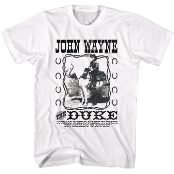 John Wayne-John Wayne Saddle Up Anyway-White Adult S/S T-Shirt - White