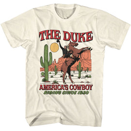 John Wayne-John Wayne Americas Cowboy-Natural Adult S/S T-Shirt - Natural