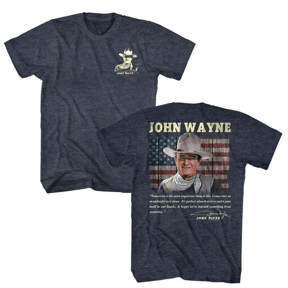 John Wayne-John Wayne Tomorrow Quote-Navy Heather Adult S/S T-Shirt ***F&B*** - Navy Heather