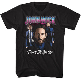 John Wick-John Wick Shiny Lighting No Gun-Black Adult S/S T-Shirt - Black