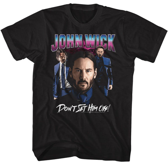 John Wick-John Wick Shiny Lighting No Gun-Black Adult S/S T-Shirt - Black