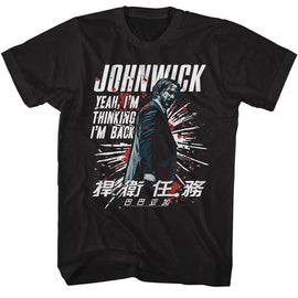 John Wick-John Wick Im Thinking Im Back-Black Adult S/S T-Shirt - Black