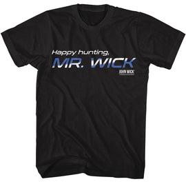 John Wick-John Wick Happy Hunting-Black Adult S/S T-Shirt - Black