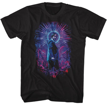 John Wick-John Wick Neon Halo-Black Adult S/S T-Shirt - Black