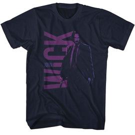 John Wick-John Wick Name And Character Illustration-Navy Adult S/S T-Shirt - Navy