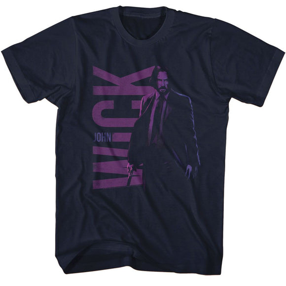 John Wick-John Wick Name And Character Illustration-Navy Adult S/S T-Shirt - Navy