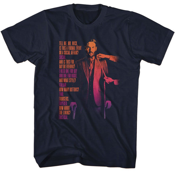 John Wick-John Wick Tell Me Mr Wick-Navy Adult S/S T-Shirt - Navy