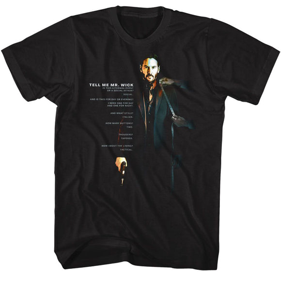 John Wick-John Wick Tell Me-Black Adult S/S T-Shirt - Black