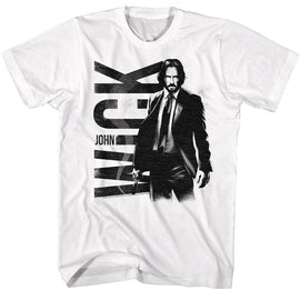 John Wick-John Wick Bw John Wick-White Adult S/S T-Shirt - White