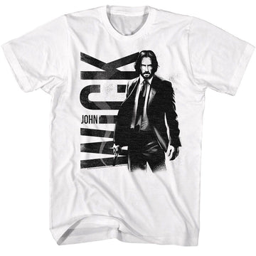 John Wick-John Wick Bw John Wick-White Adult S/S T-Shirt - White