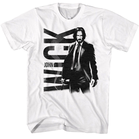 John Wick-John Wick Bw John Wick-White Adult S/S T-Shirt - White