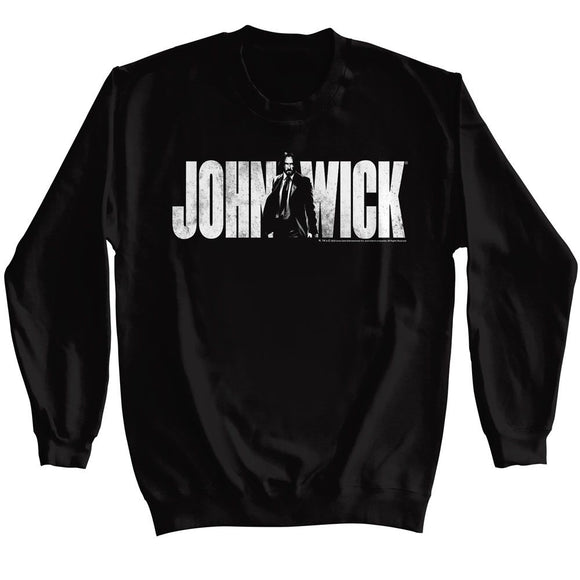John Wick-John Wick With Name-Black Adult L/S Sweatshirt-S - Black