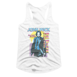 John Wick-John Wick Tick Tock Mr Wick Gradient-White Ladies Slimfit Racerback-S - White