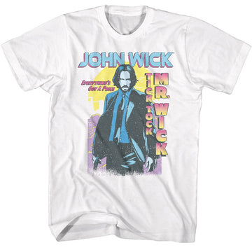 John Wick-John Wick Tick Tock Mr Wick Gradient-White Adult S/S T-Shirt - White