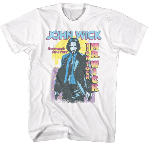 John Wick-John Wick Tick Tock Mr Wick Gradient-White Adult S/S T-Shirt - White