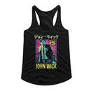 John Wick-John Wick Neon Manga Ish-Black Ladies Slimfit Racerback-S - Black