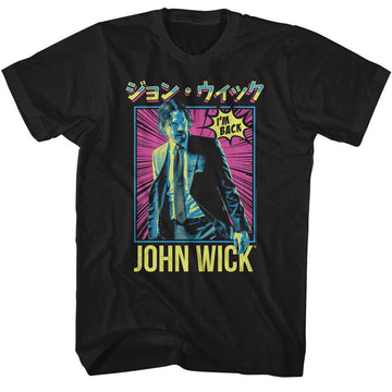 John Wick-John Wick Neon Manga Ish-Black Adult S/S T-Shirt - Black