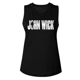 John Wick-John Wick Silhouette-Black Ladies Muscle Tank-S - Black