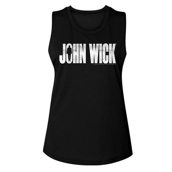 John Wick-John Wick Silhouette-Black Ladies Muscle Tank-S - Black
