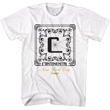 John Wick-John Wick Continental NYC Square-White Adult S/S T-Shirt - White