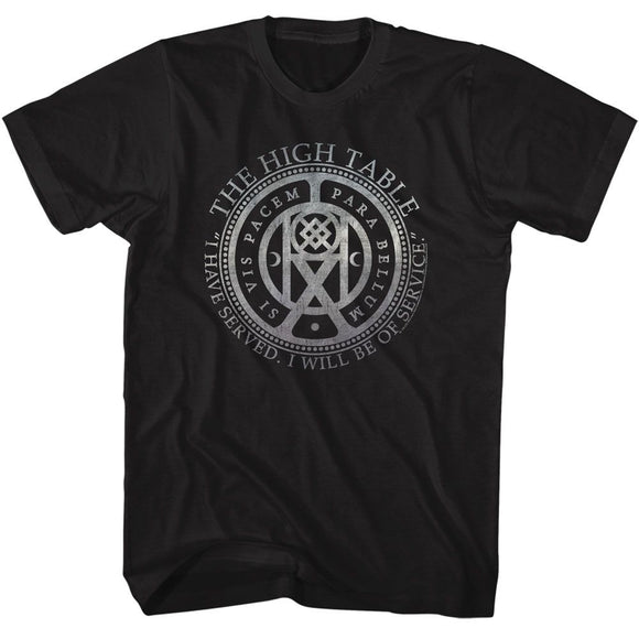 John Wick-John Wick High Table Coin Symbol-Black Adult S/S T-Shirt - Black