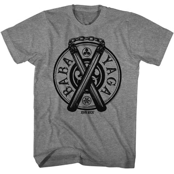 John Wick-John Wick Baba Yaga Badge-Graphite Heather Adult S/S T-Shirt - Graphite Heather