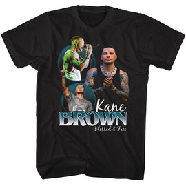 Kane Brown-Kane Brown Blessed And Free Collage-Black Adult S/S T-Shirt - Black