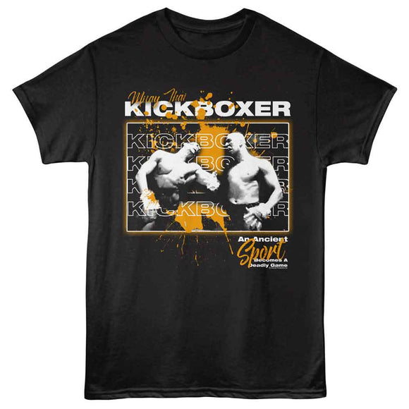 Kickboxer-Kickboxer Splatter Repeat Text-Black Adult S/S T-Shirt - Black