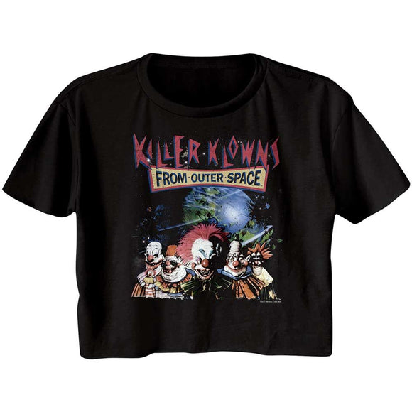 Killer Klowns-Klowns In Space-Black Ladies S/S Festival Cali Crop-S - Black